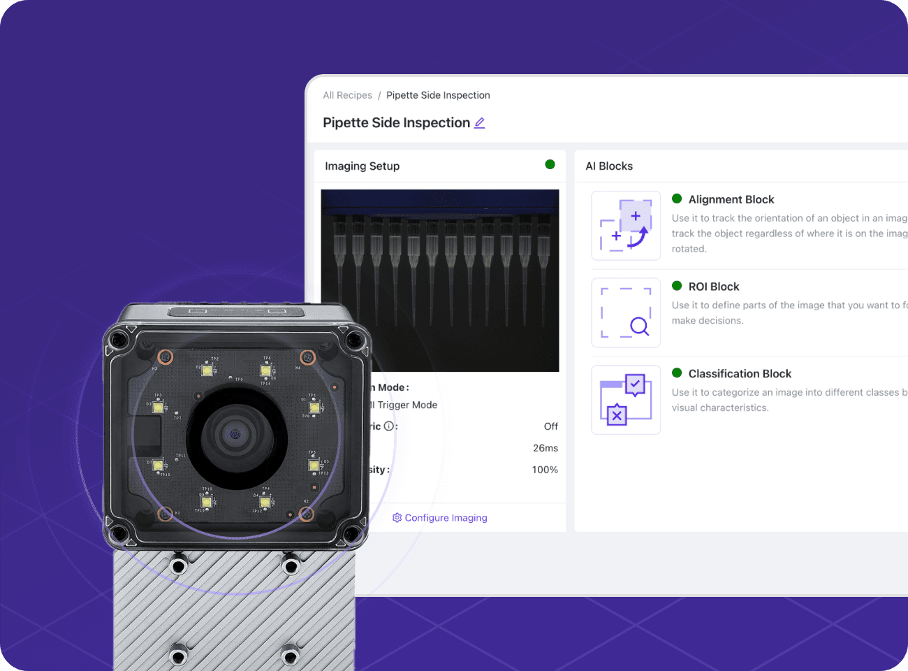 Edge computing AI vision system control interface showing on-premise deployment