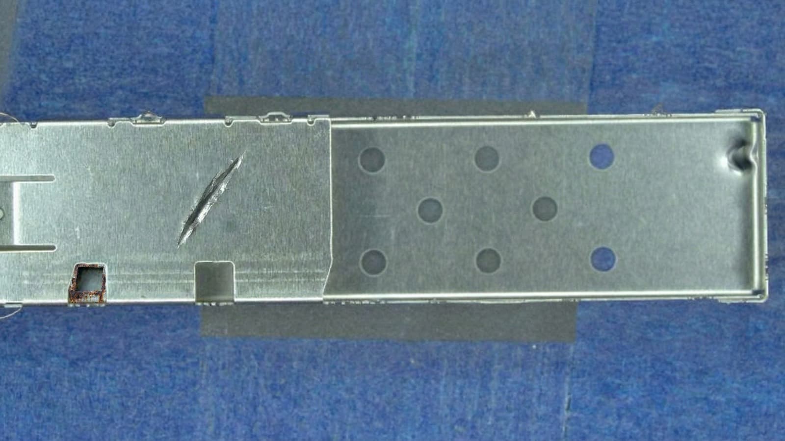 Puncture on a lithium pouch cell, generated by Overview AI