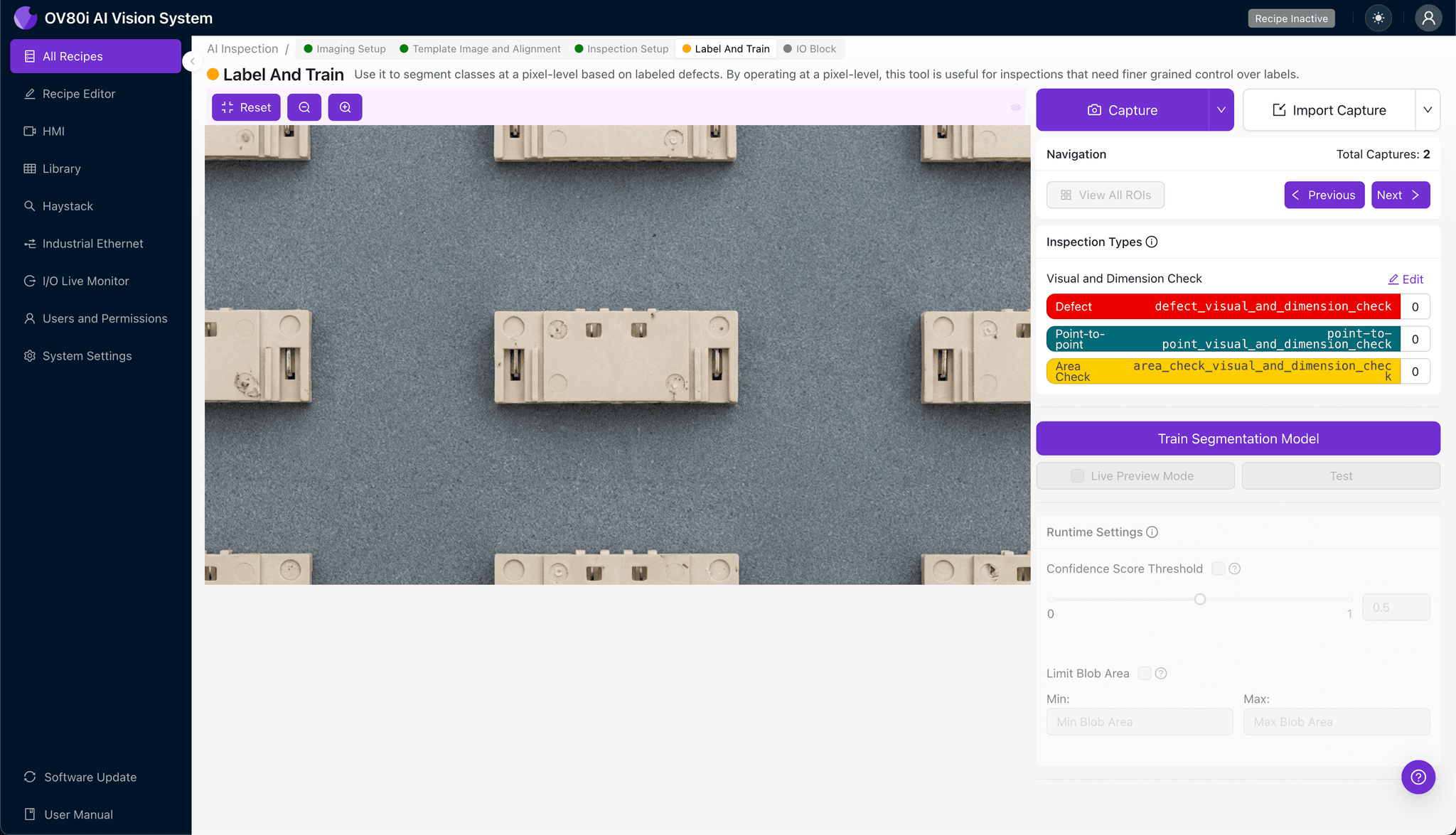 Rule configuration panel for connector wafer pass/fail criteria