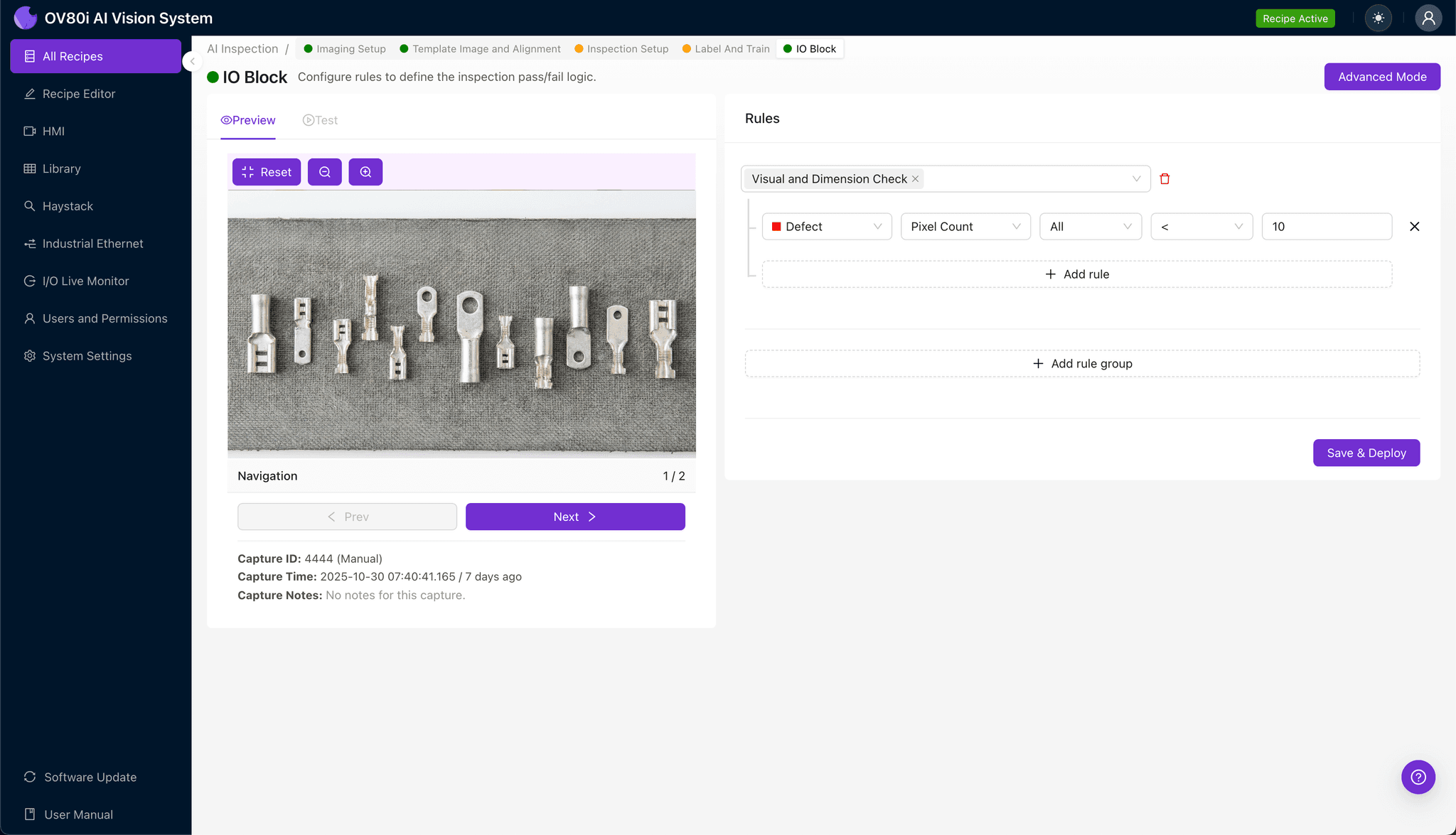 Setting pass/fail rules based on inspection confidence