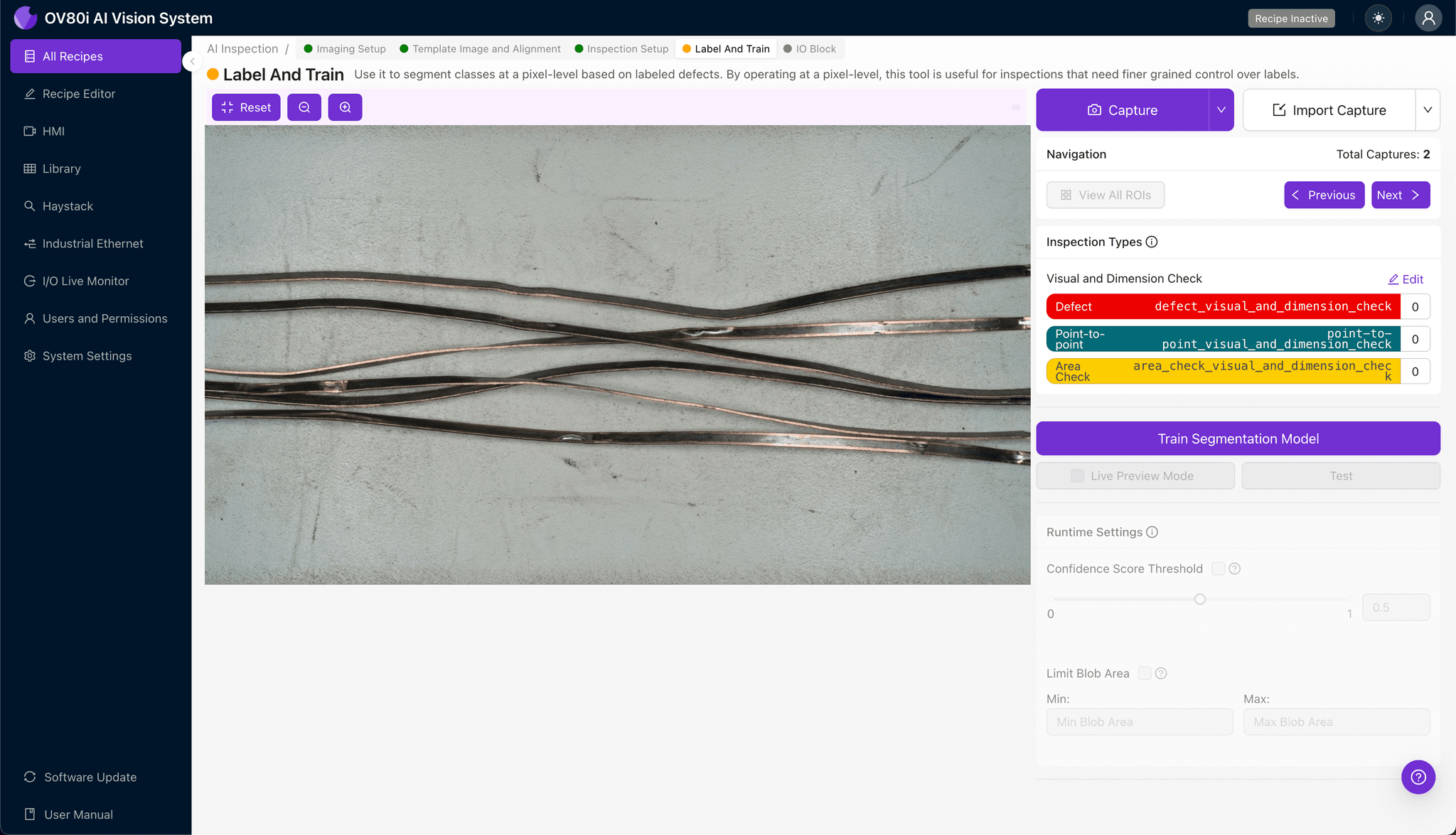 Rule configuration for automated pass/fail decisions on leadframe camber