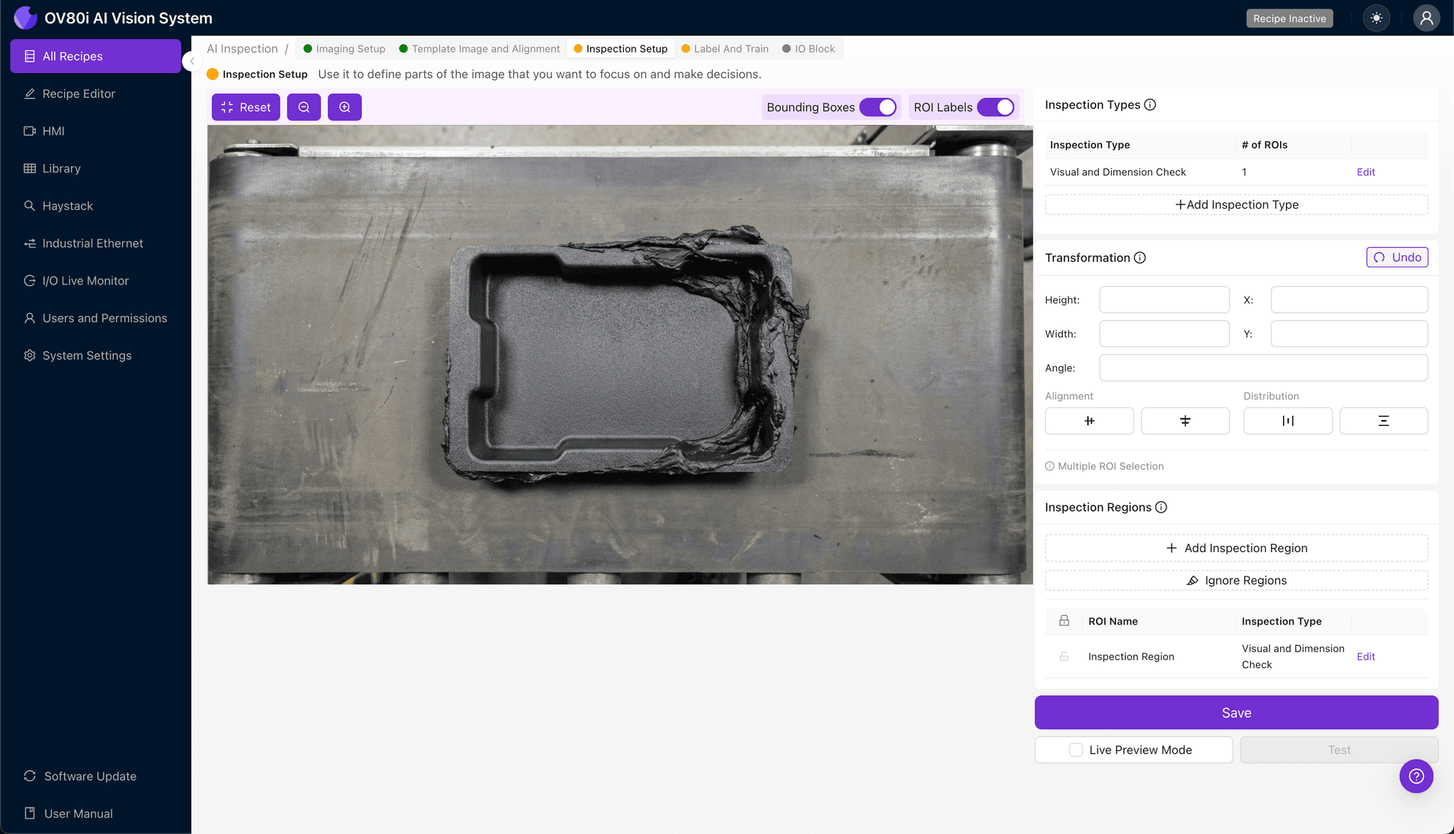 Labeling interface for training AI on over-packed insert defects
