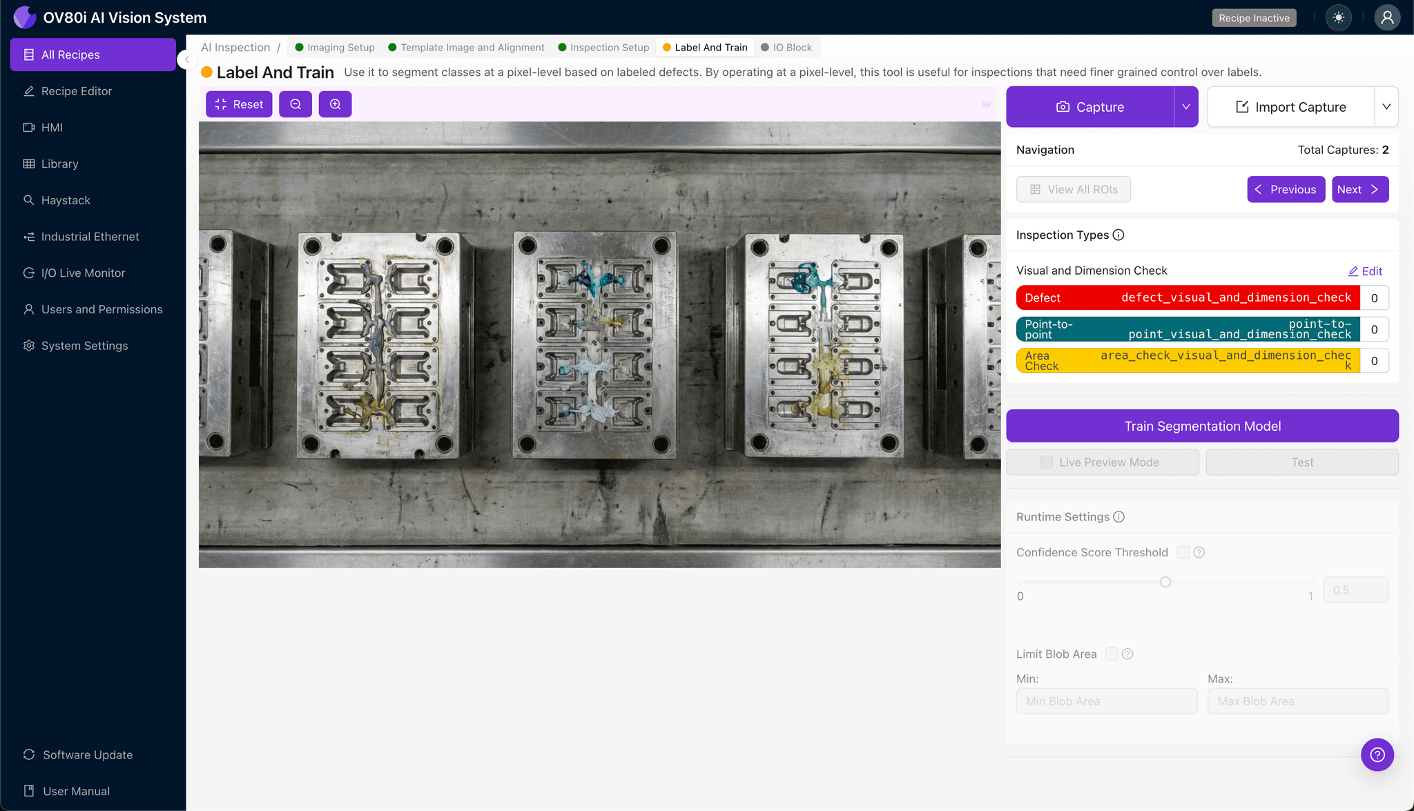 Pass/fail rule configuration for automated cavity variance inspection