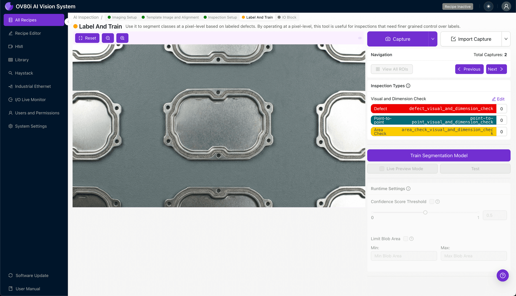 Configuring pass/fail rules for stamped shield inspection