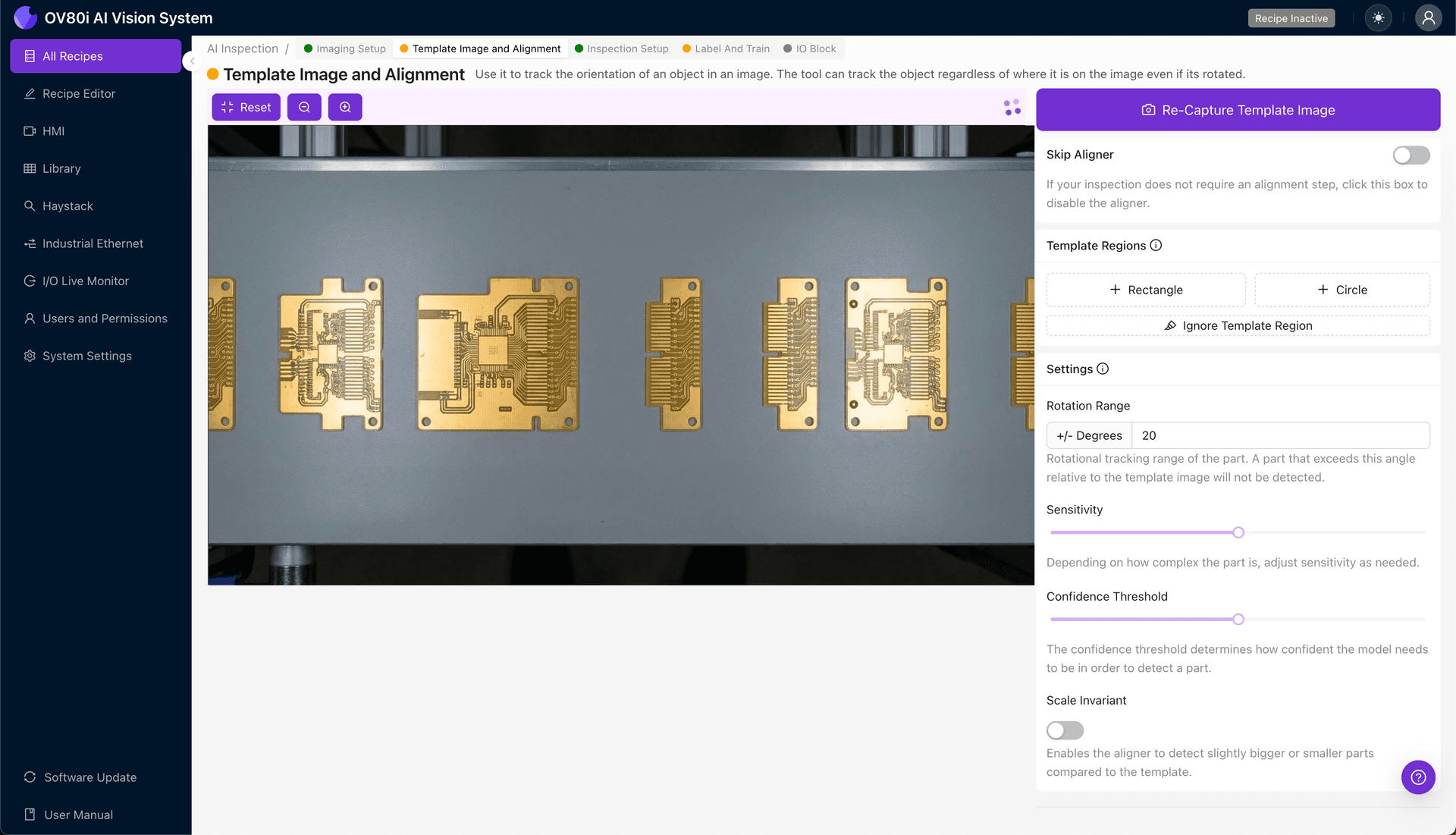 Setting up image alignment reference