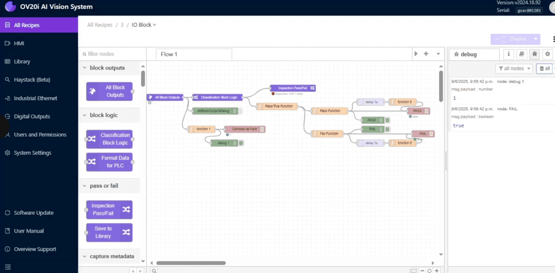 Node-RED visual programming interface for custom PLC integration logic