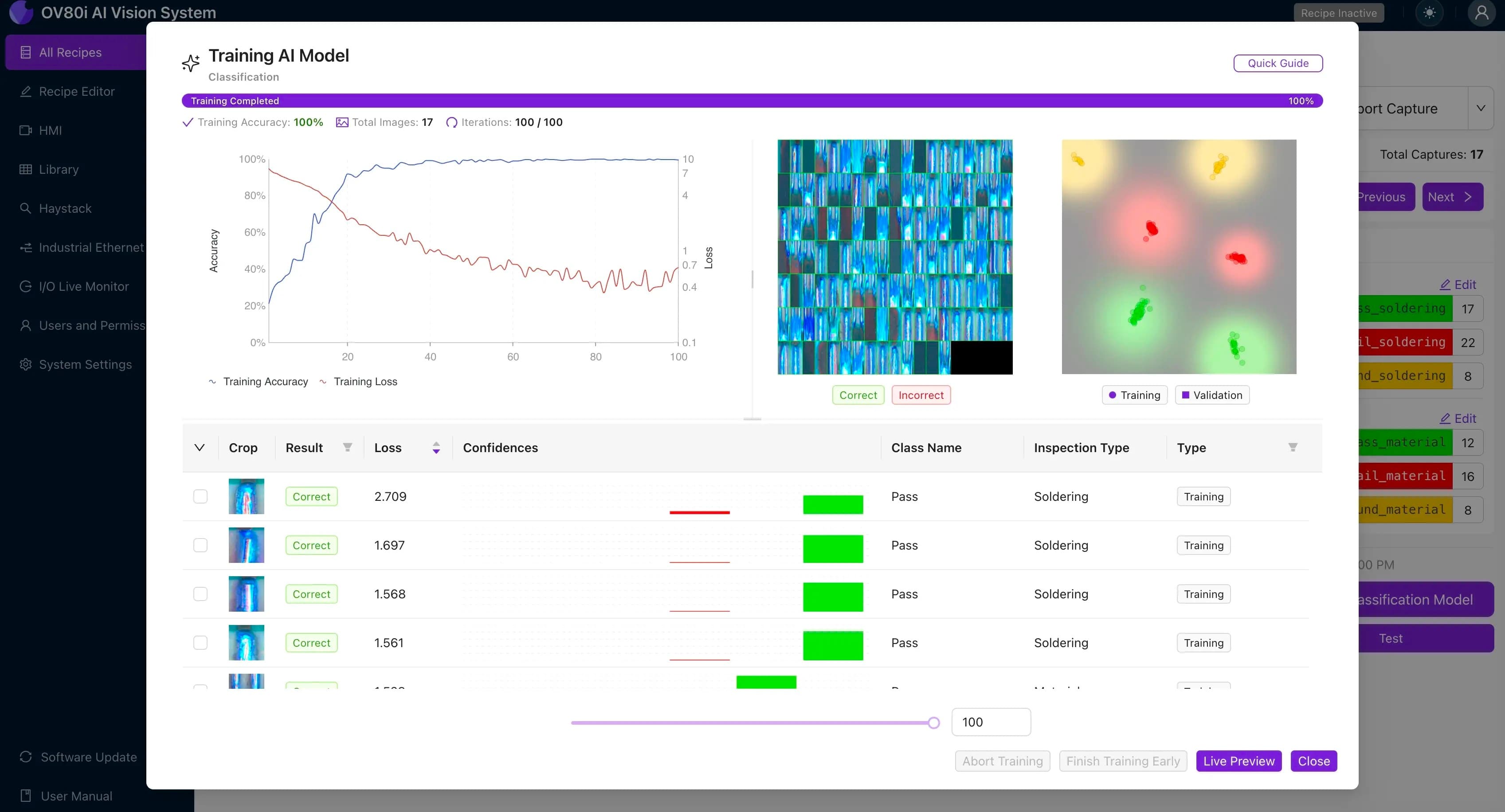 Overview AI model training interface