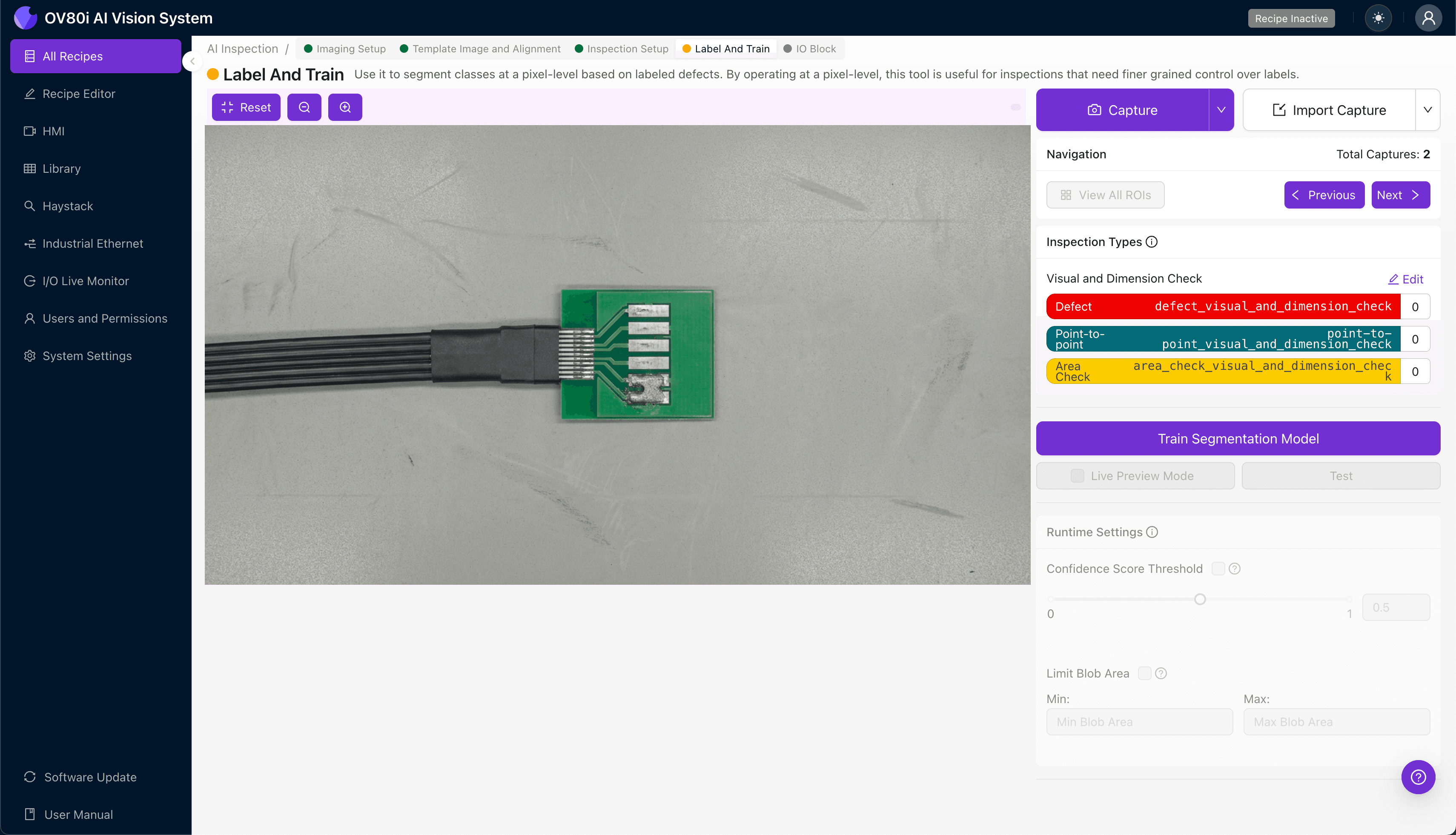 Configuring pass/fail rules for automated DAC cable inspection