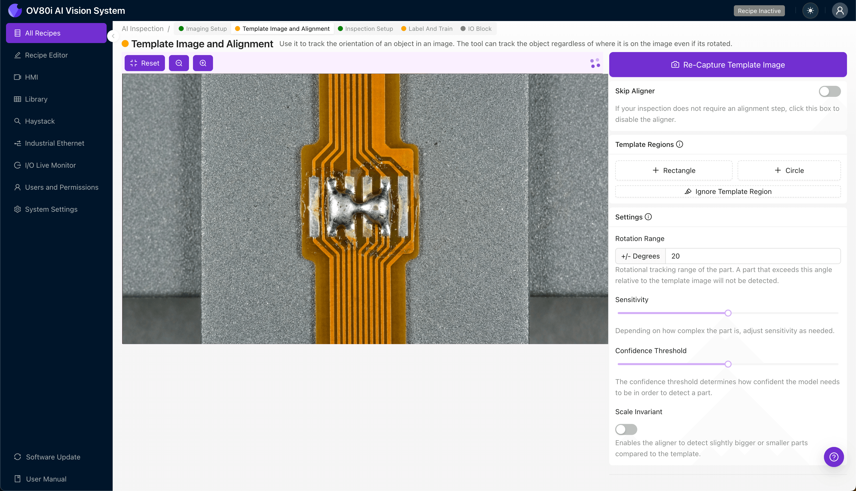 Template alignment configuration for hot-bar solder assembly