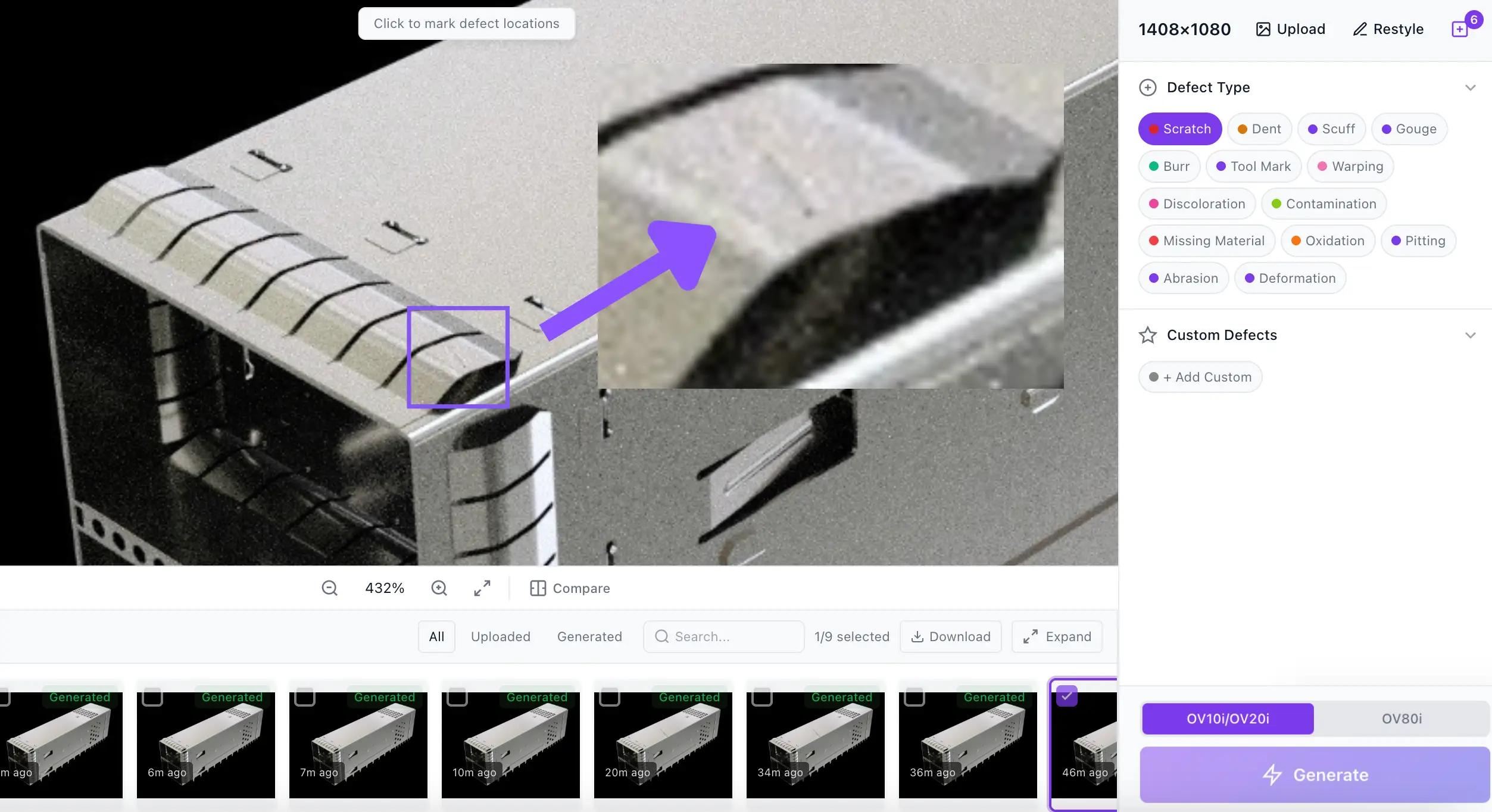 Defect Generator automated machine vision model training