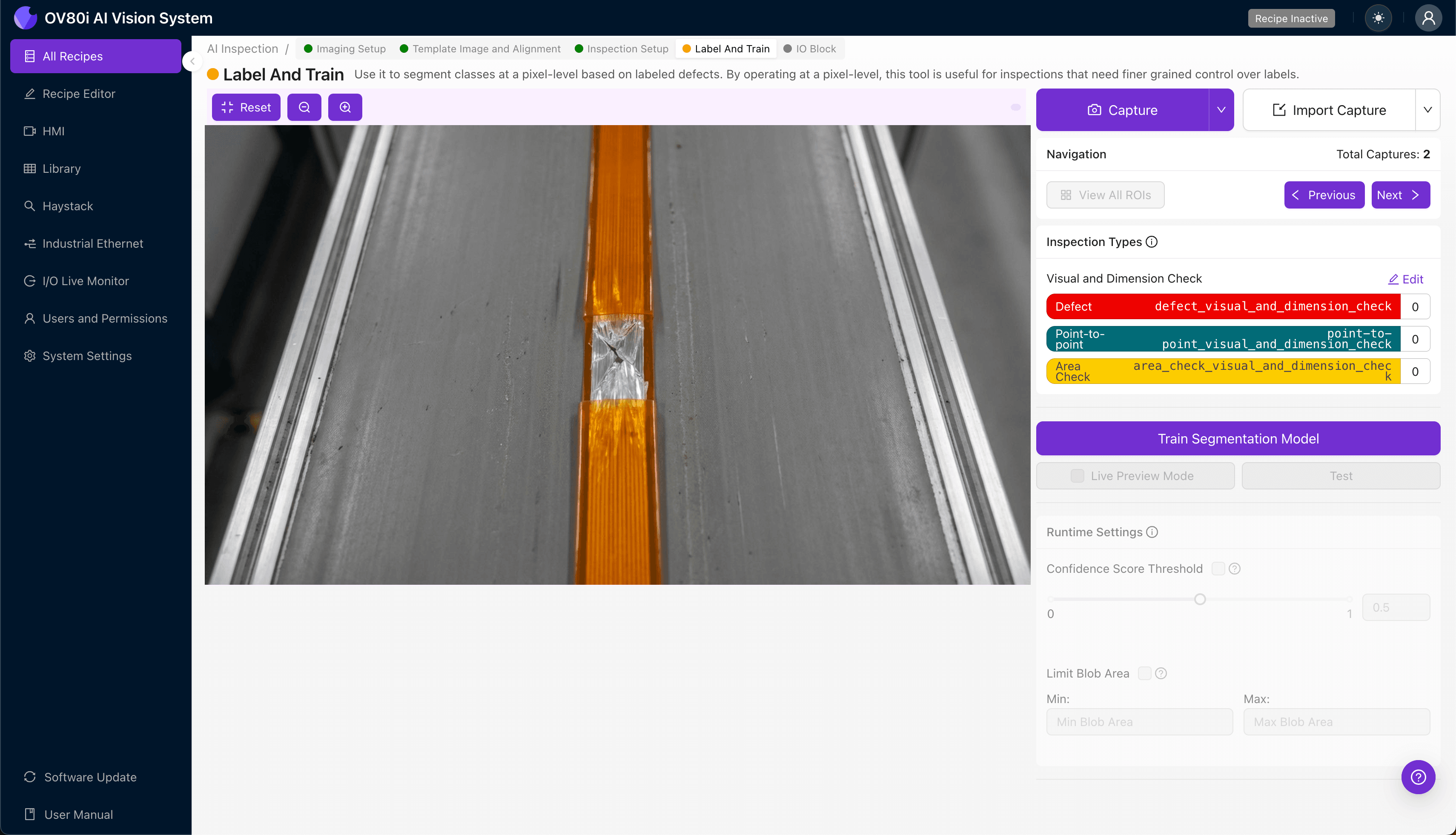 Configuring pass/fail rules for shattered glass core detection