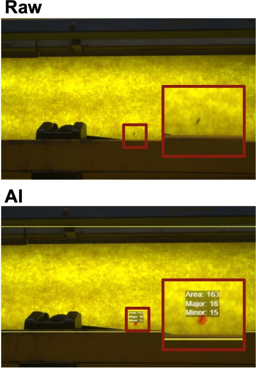 Moving Fabric Contaminant and Defect Detection Moving Fabric Contaminant and Defect Detection — Materials defect inspection example