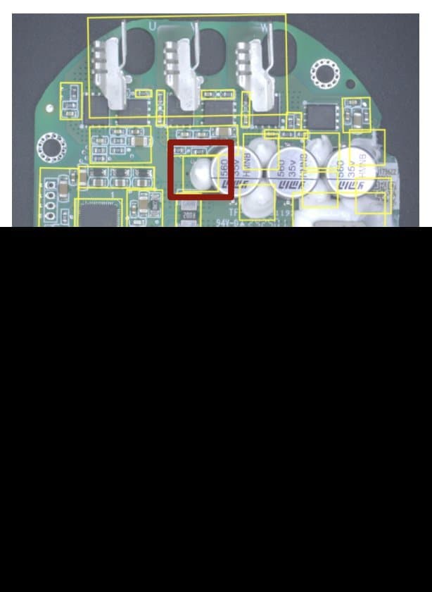 Potting Defect on PCBA for EVs Potting Defect on PCBA for EVs — Electronics defect inspection example