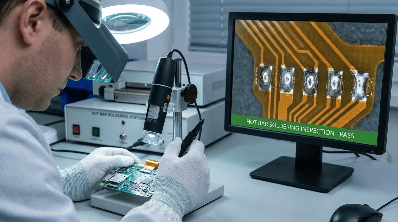 Hot bar soldering inspection on electronic assemblies