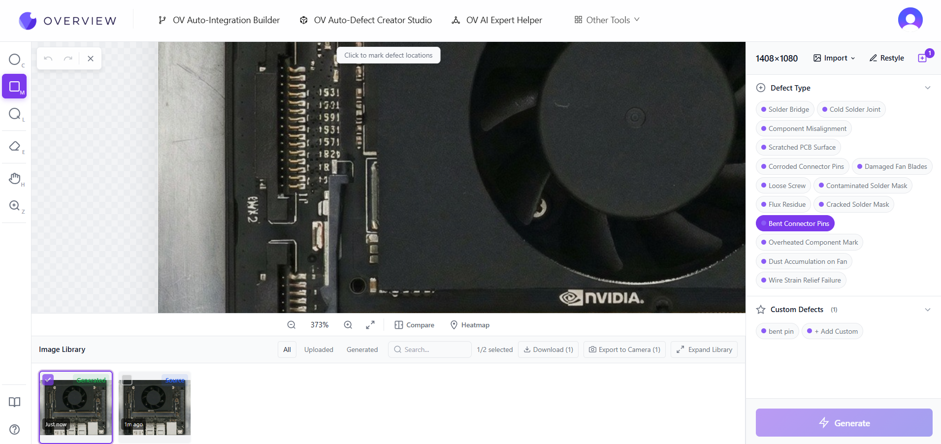 AI-generated results - perfectly synthesized bent pins