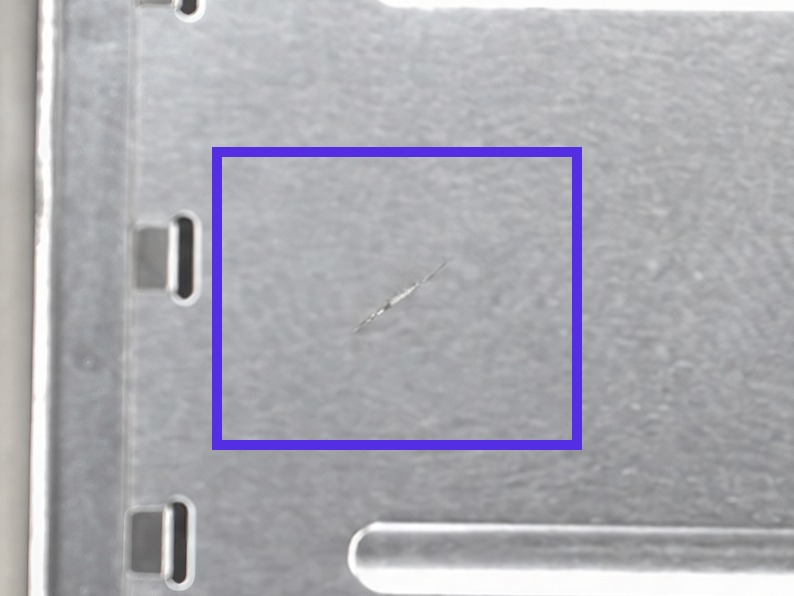 Synthetic scratch on a bracket assembly